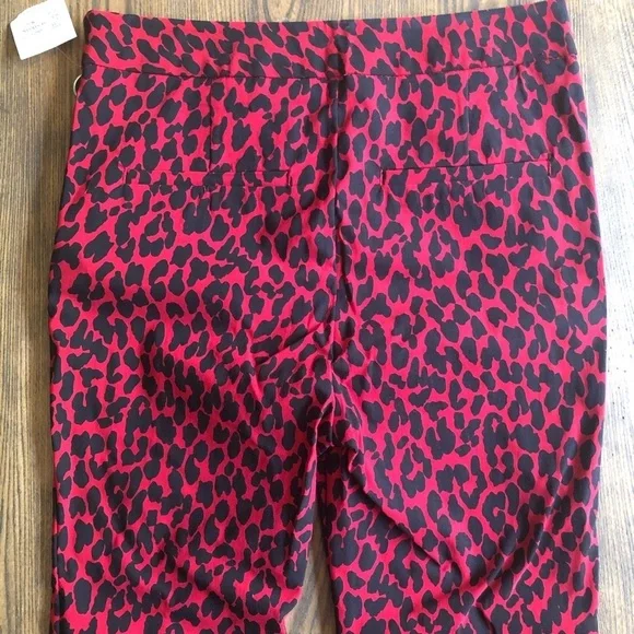 NEW Zara Basic cheetah red/black cropped pant Small Safari Casual - Picture 13 of 15